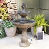 Sunnydaze 33″ Pineapple 2-Tier Solar Powered Fountain with Rechargeable Solar Battery Backup for Garden, Patio, Yard or Balcony
