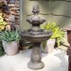Sunnydaze 33″ Pineapple 2-Tier Solar Powered Fountain with Rechargeable Solar Battery Backup for Garden, Patio, Yard or Balcony