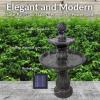 Sunnydaze 35″ Solar 2-Tier Outdoor Water Fountain – Outdoor Water Fountain with Battery Backup and Pump – Earth(Black)
