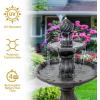 Sunnydaze 35″ Solar 2-Tier Outdoor Water Fountain – Outdoor Water Fountain with Battery Backup and Pump – Earth(Black)