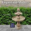 Sunnydaze 35″ Solar 2-Tier Outdoor Water Fountain – Outdoor Water Fountain with Battery Backup and Pump – Earth(Earth)