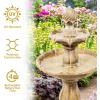 Sunnydaze 35″ Solar 2-Tier Outdoor Water Fountain – Outdoor Water Fountain with Battery Backup and Pump – Earth(Earth)