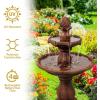 Sunnydaze 35″ Solar 2-Tier Outdoor Water Fountain – Outdoor Water Fountain with Battery Backup and Pump – Earth(Rust)