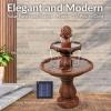 Sunnydaze 35″ Solar 2-Tier Outdoor Water Fountain – Outdoor Water Fountain with Battery Backup and Pump – Earth(Rust)