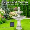 Sunnydaze 35″ Solar 2-Tier Outdoor Water Fountain – Outdoor Water Fountain with Battery Backup and Pump – Earth(White)