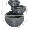 Sunnydaze 3-Tier Chiseled Basin 17-Inch Solar Powered Fountain with Battery Backup for Garden, Patio, Yard or Balcony – Polyresin