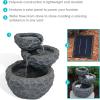 Sunnydaze 3-Tier Chiseled Basin 17-Inch Solar Powered Fountain with Battery Backup for Garden, Patio, Yard or Balcony – Polyresin