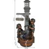 Sunnydaze 40-Inch Children Playing with Faucet Outdoor Water Fountain – Outdoor Water Feature with LED Light for Garden, Patio, Yard or Balcony