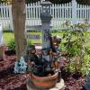Sunnydaze 40-Inch Children Playing with Faucet Outdoor Water Fountain – Outdoor Water Feature with LED Light for Garden, Patio, Yard or Balcony