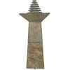 Sunnydaze 40-Inch Slate Outdoor Water Fountain – Layered Pyramid Outdoor Water Feature with LED Lights for Patio, Deck, Garden