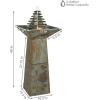 Sunnydaze 40-Inch Slate Outdoor Water Fountain – Layered Pyramid Outdoor Water Feature with LED Lights for Patio, Deck, Garden