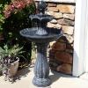 Sunnydaze 45-Inch 2-Tier Arcade Outdoor Solar Water Fountain – Outdoor Water Feature with LED Light for Garden, Patio, Yard or Balcony – White(Black)