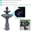 Sunnydaze 45-Inch 2-Tier Arcade Outdoor Solar Water Fountain – Outdoor Water Feature with LED Light for Garden, Patio, Yard or Balcony – White(Black)