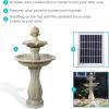 Sunnydaze 45-Inch 2-Tier Arcade Outdoor Solar Water Fountain – Outdoor Water Feature with LED Light for Garden, Patio, Yard or Balcony – White(Earth)