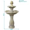 Sunnydaze 45-Inch 2-Tier Arcade Outdoor Solar Water Fountain – Outdoor Water Feature with LED Light for Garden, Patio, Yard or Balcony – White(Earth)