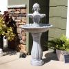 Sunnydaze 45-Inch 2-Tier Arcade Outdoor Solar Water Fountain – Outdoor Water Feature with LED Light for Garden, Patio, Yard or Balcony – White(White)