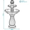 Sunnydaze 45-Inch 2-Tier Arcade Outdoor Solar Water Fountain – Outdoor Water Feature with LED Light for Garden, Patio, Yard or Balcony – White(White)