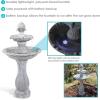 Sunnydaze 45-Inch 2-Tier Arcade Outdoor Solar Water Fountain – Outdoor Water Feature with LED Light for Garden, Patio, Yard or Balcony – White(White)