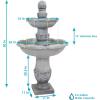 Sunnydaze 50-Inch 2-Tier French Garden Outdoor Water Fountain – Glass Fiber Reinforced Concrete Construction – Dusty Gray