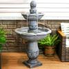Sunnydaze 50-Inch 2-Tier French Garden Outdoor Water Fountain – Glass Fiber Reinforced Concrete Construction – Dusty Gray