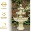 Sunnydaze 51-Inch Electric Water Fountain – Outdoor Water Feature – 3-Tier Outdoor Fountain with Pineapple Top – White