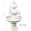 Sunnydaze 52-Inch 3-Tier Outdoor Water Fountain with Fruit Top – Large Outdoor Water Feature for Garden, Patio, Yard or Balcony – White