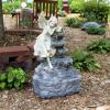 Sunnydaze Angel Falls 29-Inch Outdoor Solar Water Fountain – Outdoor Water Feature with LED Light for Garden, Patio, Yard or Balcony