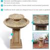 Sunnydaze Beveled Flower 28-Inch 2-Tier Outdoor Water Fountain – Backyard Water Feature & Bird Bath for Patio, Yard or Deck