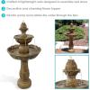 Sunnydaze Blooming Flower 38-Inch 2-Tier Outdoor Water Fountain with Electric Submersible Pump for Garden, Patio or Yard