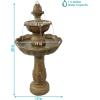 Sunnydaze Blooming Flower 38-Inch 2-Tier Outdoor Water Fountain with Electric Submersible Pump for Garden, Patio or Yard