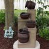 Sunnydaze Cascading Terra Bowls Solar Water Fountain – 30-Inch Outdoor Water Feature with LED Light – for Garden, Patio, Decks