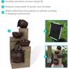 Sunnydaze Cascading Terra Bowls Solar Water Fountain – 30-Inch Outdoor Water Feature with LED Light – for Garden, Patio, Decks