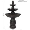 Sunnydaze Classic Tulip 46″ Tiered Outdoor Water Fountain – 3-Tiered Outdoor Fountain for Garden, Patio, or Backyard – Dark Brown(Dark Brown)