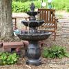 Sunnydaze Classic Tulip 46″ Tiered Outdoor Water Fountain – 3-Tiered Outdoor Fountain for Garden, Patio, or Backyard – Dark Brown(Dark Brown)