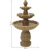 Sunnydaze Classic Tulip 46″ Tiered Outdoor Water Fountain – 3-Tiered Outdoor Fountain for Garden, Patio, or Backyard – Dark Brown(Garden Stone)