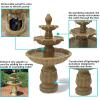 Sunnydaze Classic Tulip 46″ Tiered Outdoor Water Fountain – 3-Tiered Outdoor Fountain for Garden, Patio, or Backyard – Dark Brown(Garden Stone)