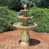 Sunnydaze Classic Tulip 46″ Tiered Outdoor Water Fountain – 3-Tiered Outdoor Fountain for Garden, Patio, or Backyard – Dark Brown(Garden Stone)