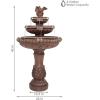 Sunnydaze Dove Pair 43-Inch 3-Tier Outdoor Water Fountain with Electric Submersible Pump for Garden, Patio or Yard