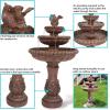 Sunnydaze Dove Pair 43-Inch 3-Tier Outdoor Water Fountain with Electric Submersible Pump for Garden, Patio or Yard