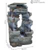Sunnydaze Dual Cascading Rock Falls 39-Inch Outdoor Water Fountain with LED Lights – Electric Submersible Pump
