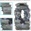 Sunnydaze Dual Cascading Rock Falls 39-Inch Outdoor Water Fountain with LED Lights – Electric Submersible Pump