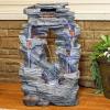 Sunnydaze Dual Cascading Rock Falls 39-Inch Outdoor Water Fountain with LED Lights – Electric Submersible Pump