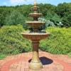 Sunnydaze Eggshell 65-Inch 4-Tier Outdoor Water Fountain with LED Light for Patio, Yard or Deck