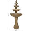 Sunnydaze Eggshell 65-Inch 4-Tier Outdoor Water Fountain with LED Light for Patio, Yard or Deck