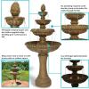 Sunnydaze Eggshell 65-Inch 4-Tier Outdoor Water Fountain with LED Light for Patio, Yard or Deck