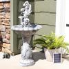 Sunnydaze Fairy Flower Solar Water Fountain – 42-Inch Outdoor Water Feature with LED Light – for Garden, Patio, Decks