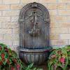 Sunnydaze Florence 27-Inch Polystone Solar Wall Water Fountain with Battery Backup – Florentine Stone Finish(Florentine Stone)