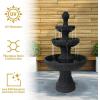 Sunnydaze Flower Blossom 43″ Tiered Outdoor Water Fountain – 3-Tiered Outdoor Fountain for Garden, Patio, or Backyard – Black Finish(Black)