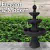 Sunnydaze Flower Blossom 43″ Tiered Outdoor Water Fountain – 3-Tiered Outdoor Fountain for Garden, Patio, or Backyard – Black Finish(Black)
