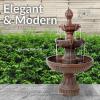Sunnydaze Flower Blossom 43″ Tiered Outdoor Water Fountain – 3-Tiered Outdoor Fountain for Garden, Patio, or Backyard – Black Finish(Earth)